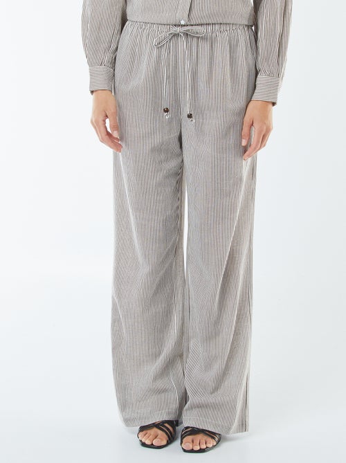 Pantalón wide leg de mezcla de lino - Kiabi