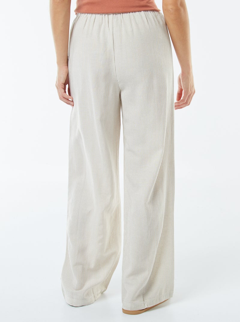 Pantalón wide leg de mezcla de lino Beige - Kiabi