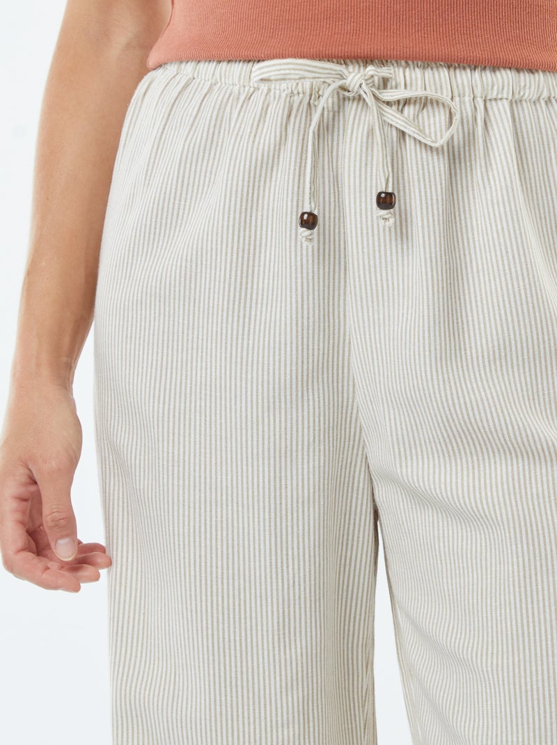 Pantalón wide leg de mezcla de lino Beige - Kiabi