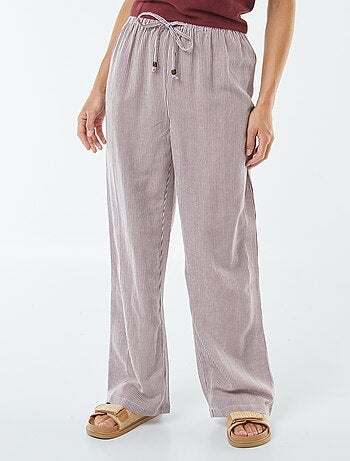 Pantalón wide leg de mezcla de lino