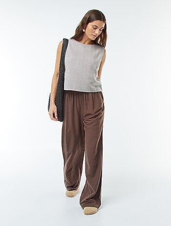 Pantalón wide leg de mezcla de lino