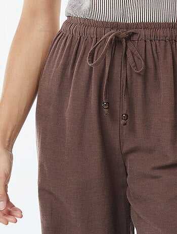 Pantalón wide leg de mezcla de lino