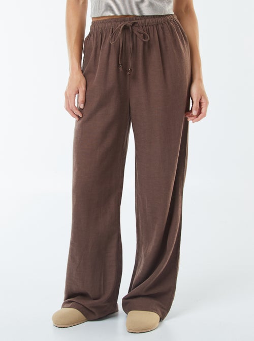 Pantalón wide leg de mezcla de lino - Kiabi
