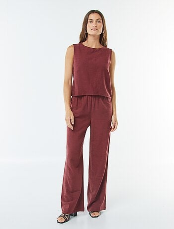 Pantalón wide leg de mezcla de lino
