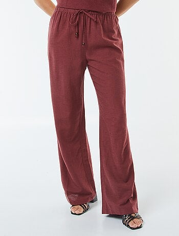 Pantalón wide leg de mezcla de lino