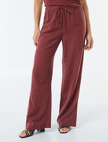 Pantalón wide leg de mezcla de lino