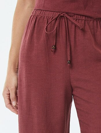 Pantalón wide leg de mezcla de lino