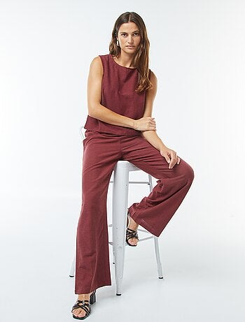 Pantalón wide leg de mezcla de lino