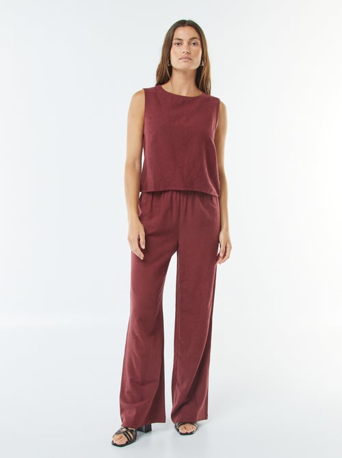 Pantalón wide leg de mezcla de lino - Kiabi