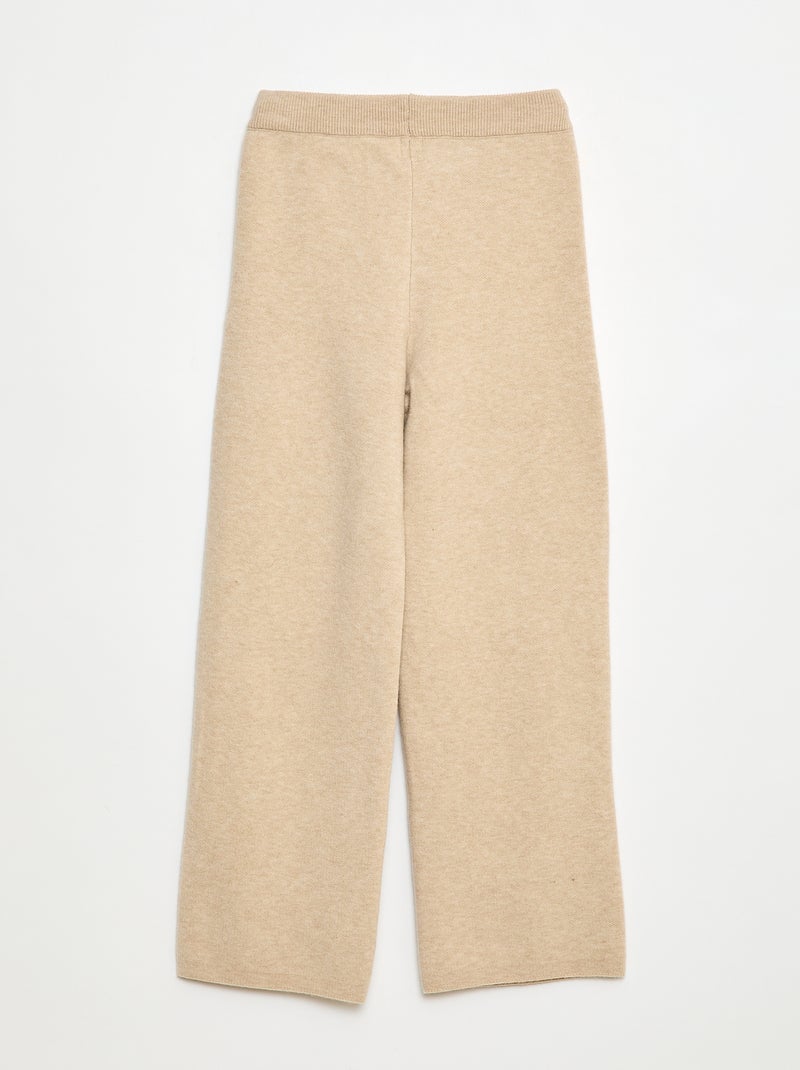 Pantalón wide leg de punto Beige - Kiabi