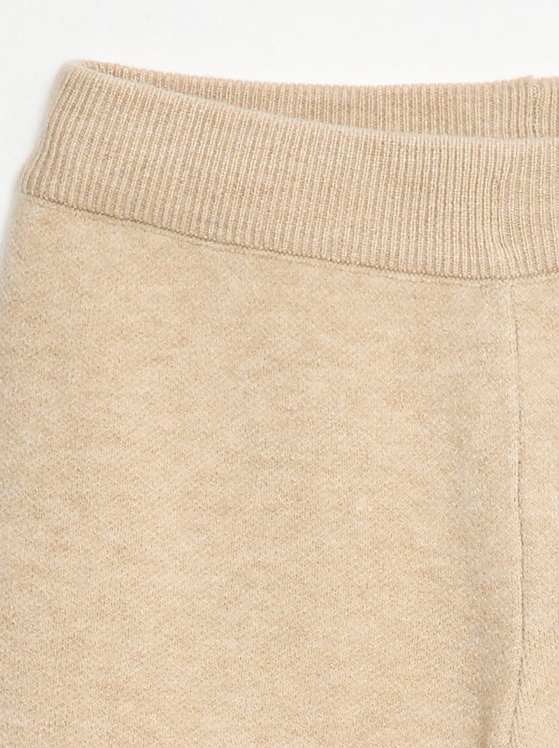 Pantalón wide leg de punto Beige - Kiabi
