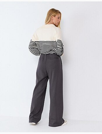 Pantalón wide leg de punto interlock, mo fashion