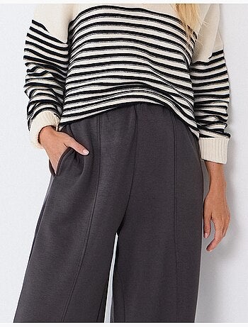Pantalón wide leg de punto interlock, mo fashion
