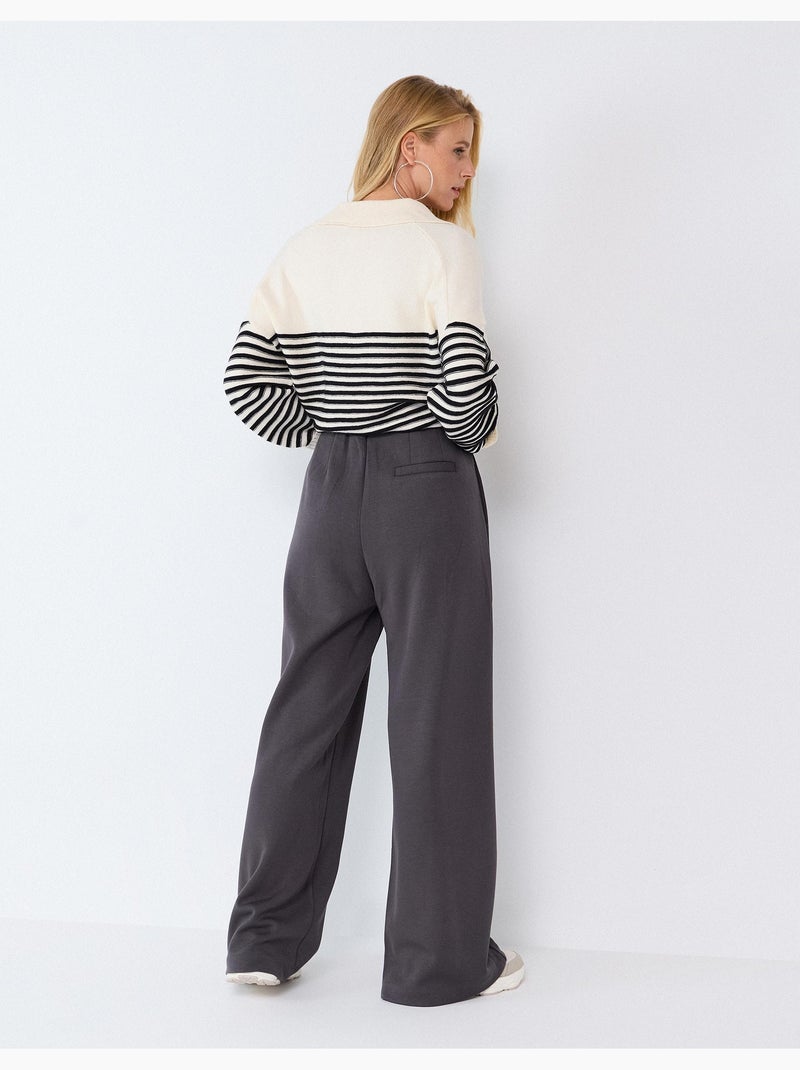 Pantalón wide leg de punto interlock, mo fashion Gris - Kiabi