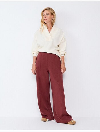 Pantalón wide leg de punto interlock, mo fashion