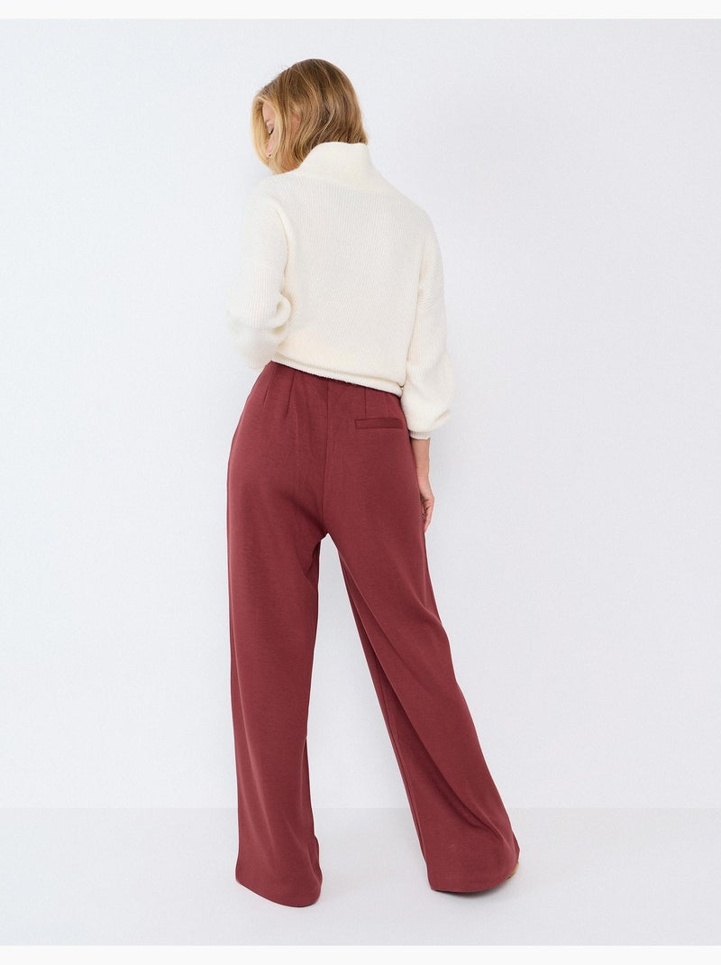 Pantalón wide leg de punto interlock, mo fashion Marrón - Kiabi