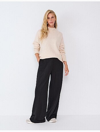 Pantalón wide leg de punto interlock, mo fashion