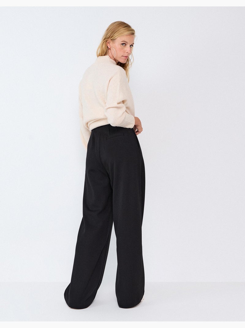 Pantalón wide leg de punto interlock, mo fashion Negro - Kiabi