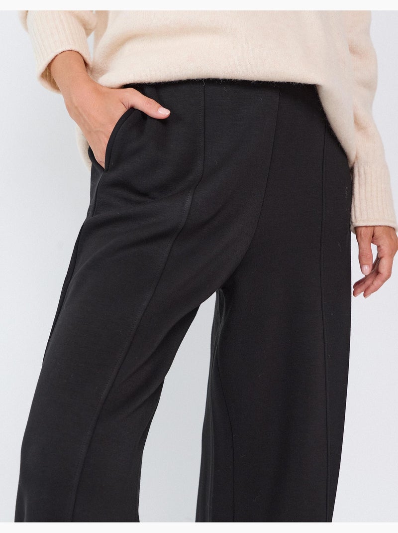 Pantalón wide leg de punto interlock, mo fashion Negro - Kiabi