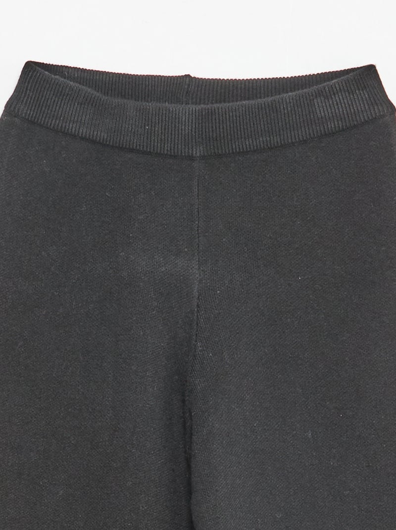 Pantalón wide leg de punto Negro - Kiabi