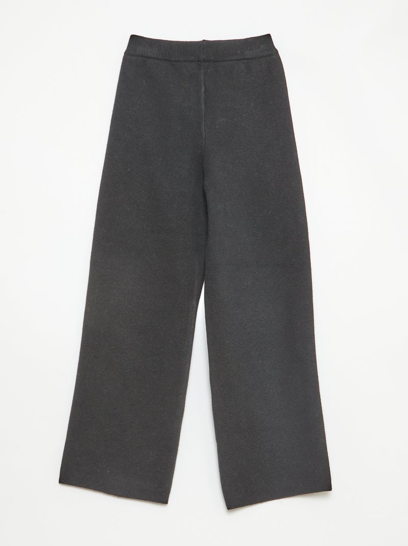 Pantalón wide leg de punto Negro - Kiabi