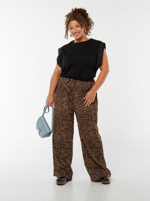 Pantalón wide leg de punto plisado - Kiabi