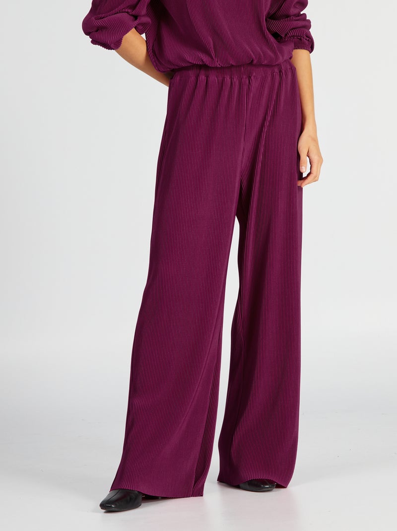 Pantalón wide leg de punto plisado ROSA - Kiabi