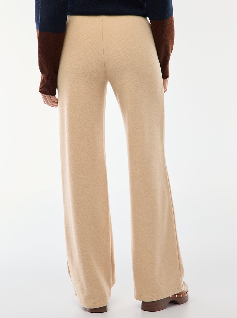 Pantalón wide leg de punto suave Beige - Kiabi