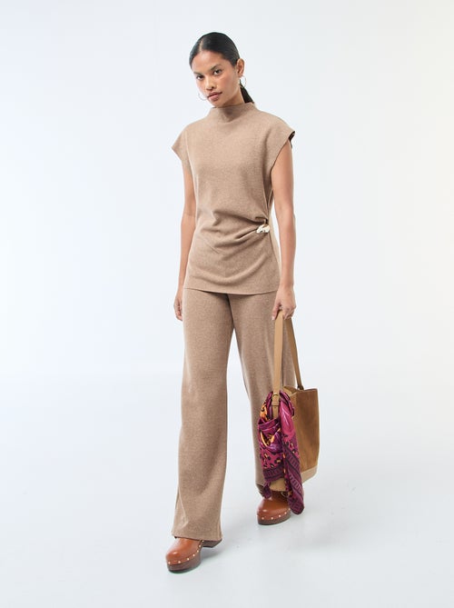 Pantalón wide leg de punto suave - Kiabi