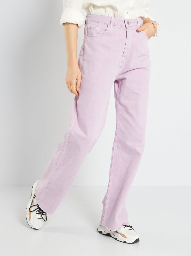 Pantalón wide leg de talle alto malva claro - Kiabi