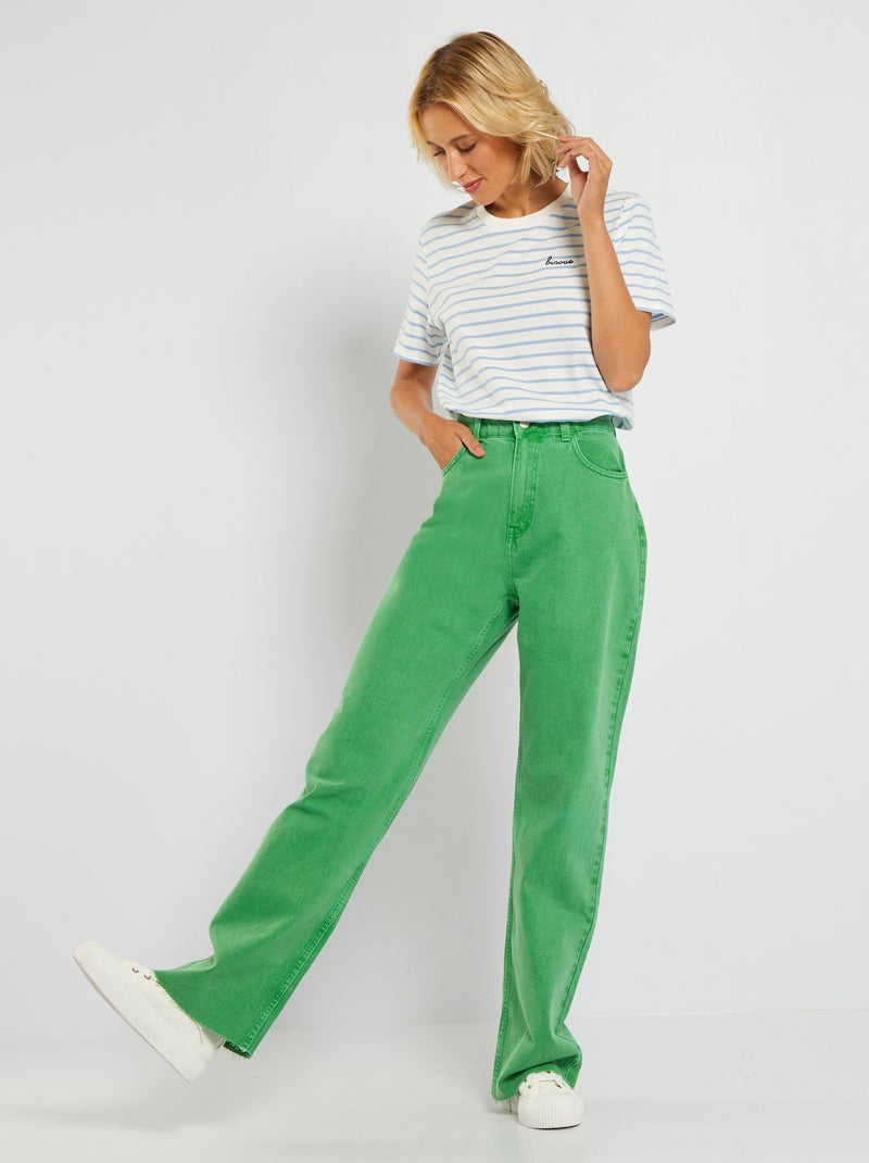 Pantalón wide leg de talle alto VERDE - Kiabi