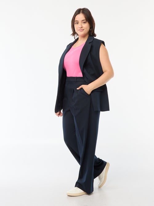 Pantalón wide leg de tiro alto - Kiabi