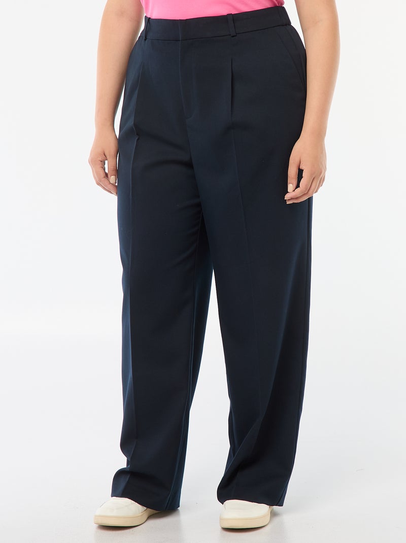 Pantalón wide leg de tiro alto Azul - Kiabi
