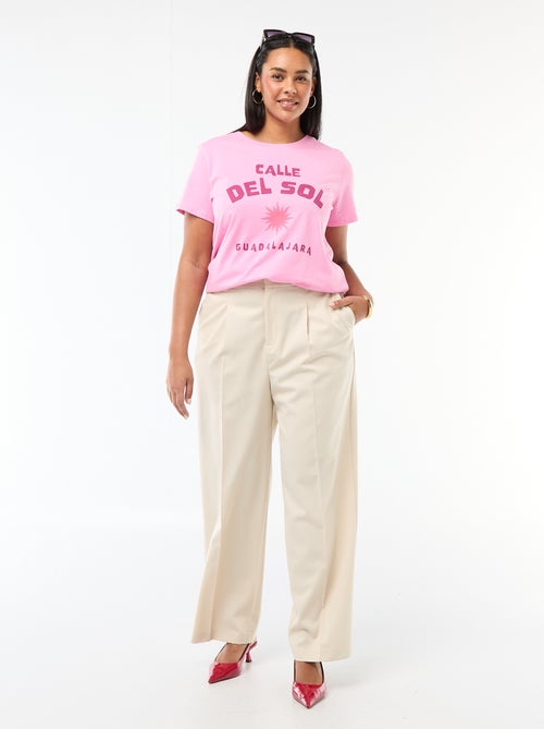 Pantalón wide leg de tiro alto - Kiabi