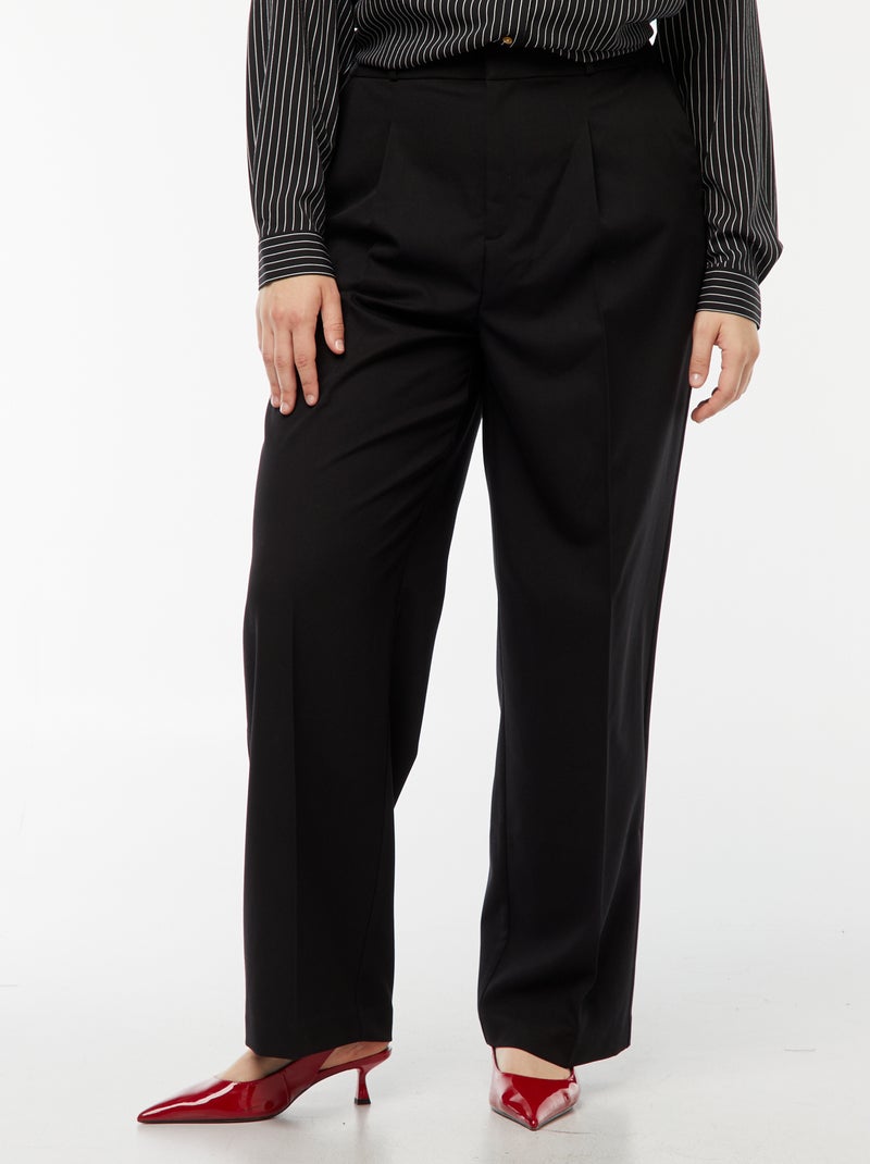 Pantalón wide leg de tiro alto negro - Kiabi