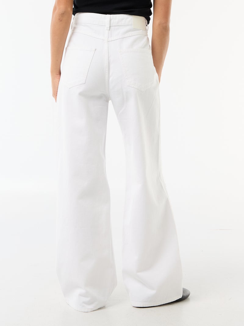 Pantalón wide leg destroy tiro bajo Blanco - Kiabi