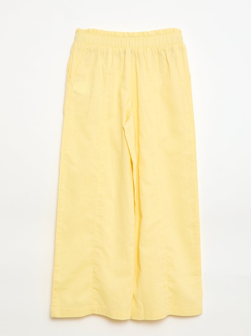 Pantalón wide leg en algodón tejido Amarillo - Kiabi