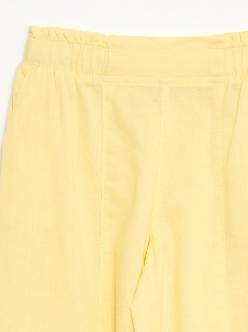 Pantalón wide leg en algodón tejido Amarillo - Kiabi