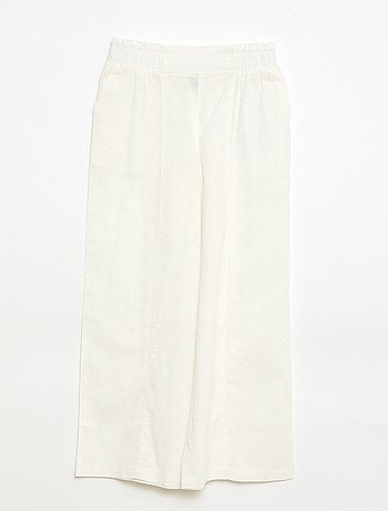 Pantalón wide leg en algodón tejido