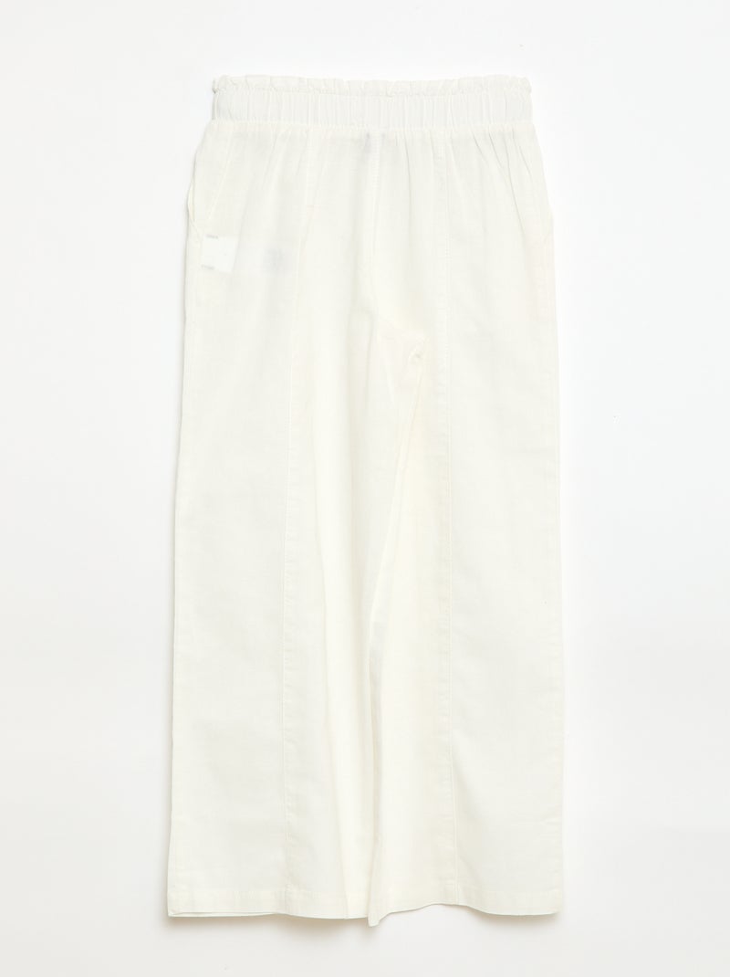 Pantalón wide leg en algodón tejido Blanco - Kiabi