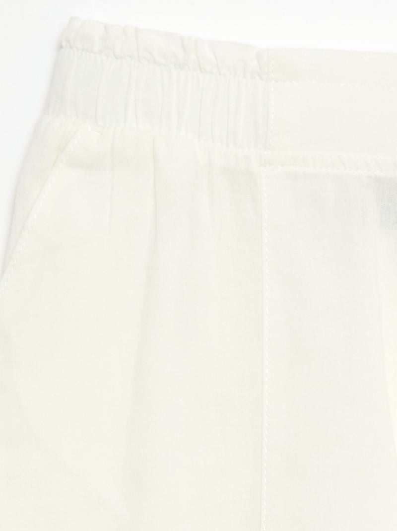 Pantalón wide leg en algodón tejido Blanco - Kiabi