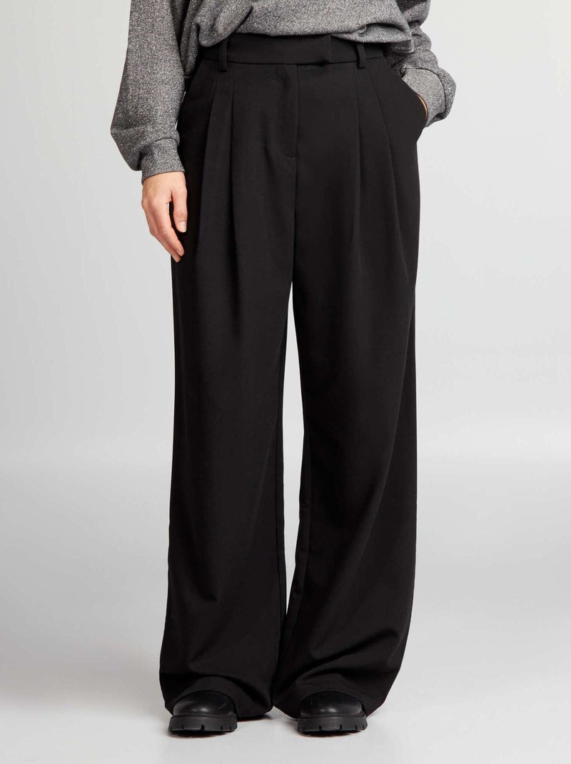 Pantalón wide leg negro - Kiabi