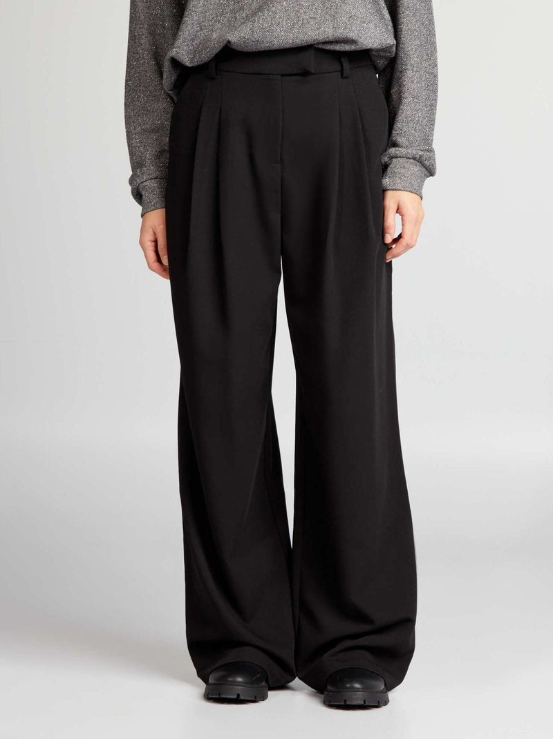 Pantalón wide leg negro - Kiabi