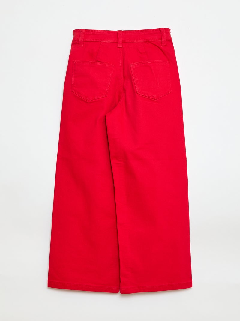 Pantalón wide leg sin bolsillos delanteros Rojo - Kiabi