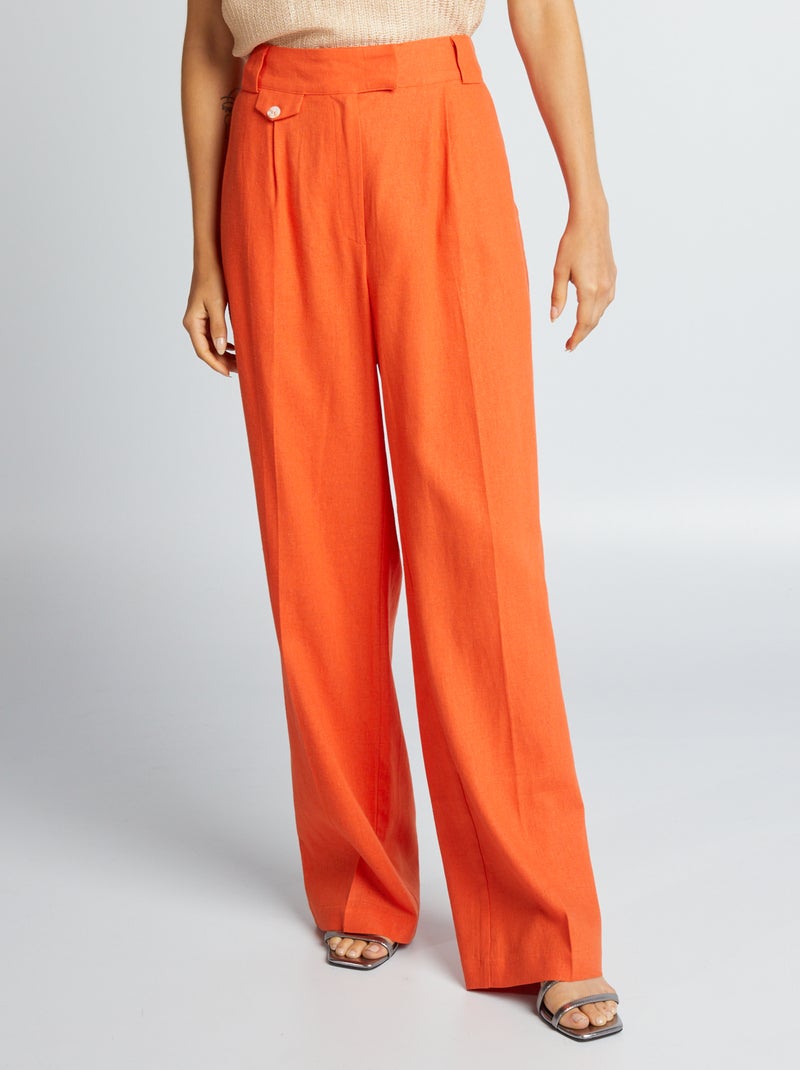 Pantalón wide leg vaporoso Naranja - Kiabi