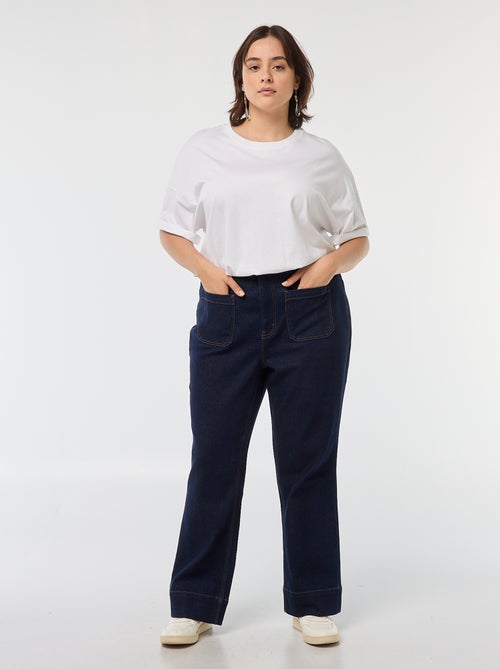 Pantalón wide leg vaquero oscuro - Kiabi