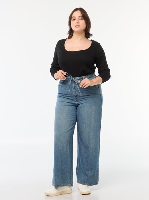 Pantalón wide leg vaquero oscuro - Kiabi
