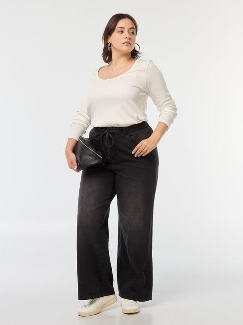 Pantalón wide leg vaquero oscuro - Kiabi