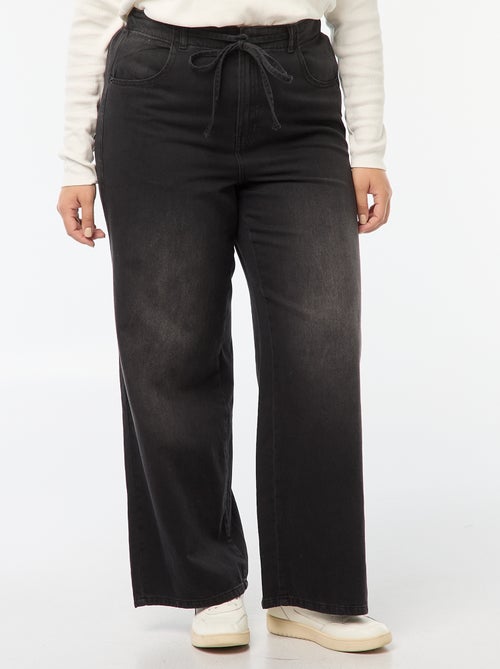 Pantalón wide leg vaquero oscuro - Kiabi