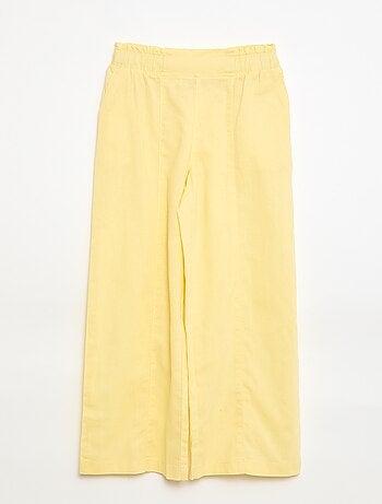 Pantalón wide leg/corte ancho en algodón tejido